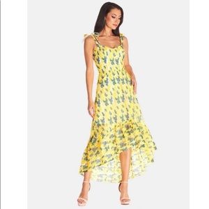 'Wren' Tie Shoulder Midi Dress, Canary Yellow